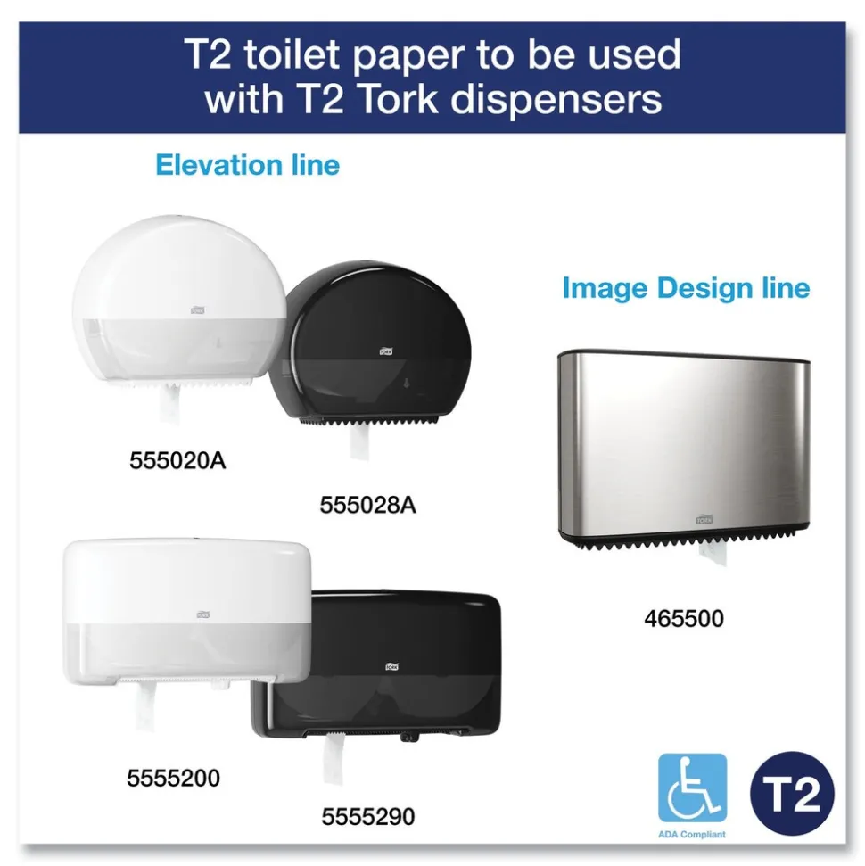 Tork 12013903 3.48 in. x 1200 ft. Septic Safe 1-Ply Advanced Bath Tissue - Jumbo, White (12/Carton)