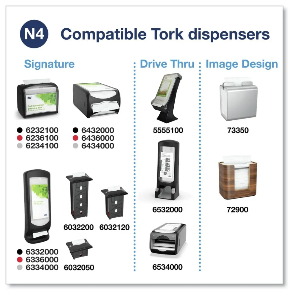 Tork 100990 2-Ply 6.5 in. x 8.5 in. Xpressnap Interfold Dispenser Napkins - White (12/Carton)