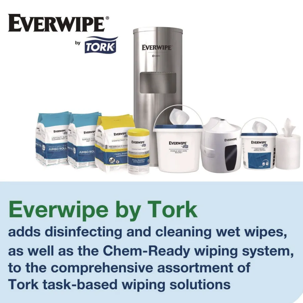 Tork 1-Ply 8 x 6 Disinfectant Wipe Jumbo Rolls - Lemon/White (2/Carton)