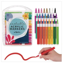 TPG Creations Washable Fine Bullet Tip Acrylic Markers - Assorted Colors (24/Pack)