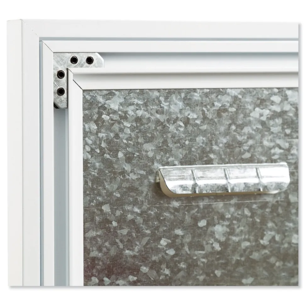 U Brands 23 in. x 17 in. Monthly View 3-N-1 Magnetic Glass Dry Erase Combo Board - White Aluminum