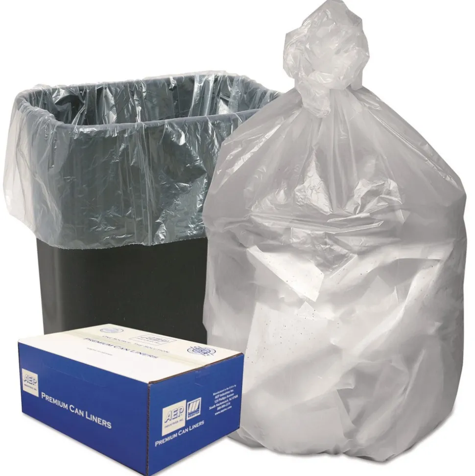 Ultra Plus 1506824 24 in. x 24 in. 10-Gallon 8 mic. Can Liners - Natural (1000/Carton)