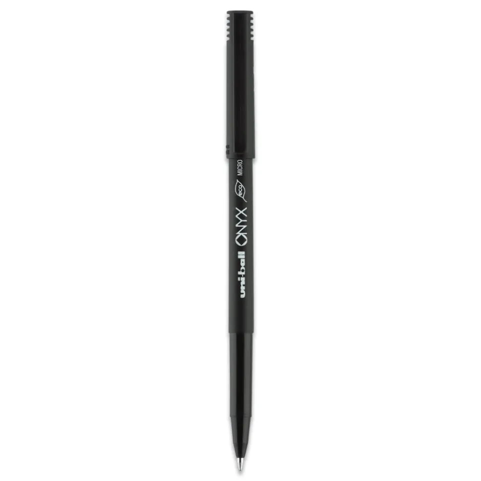 uni-ball ONYX Extra-Fine 0.5 mm Roller Ball Pen - Black Ink/Black Barrel (1-Dozen)