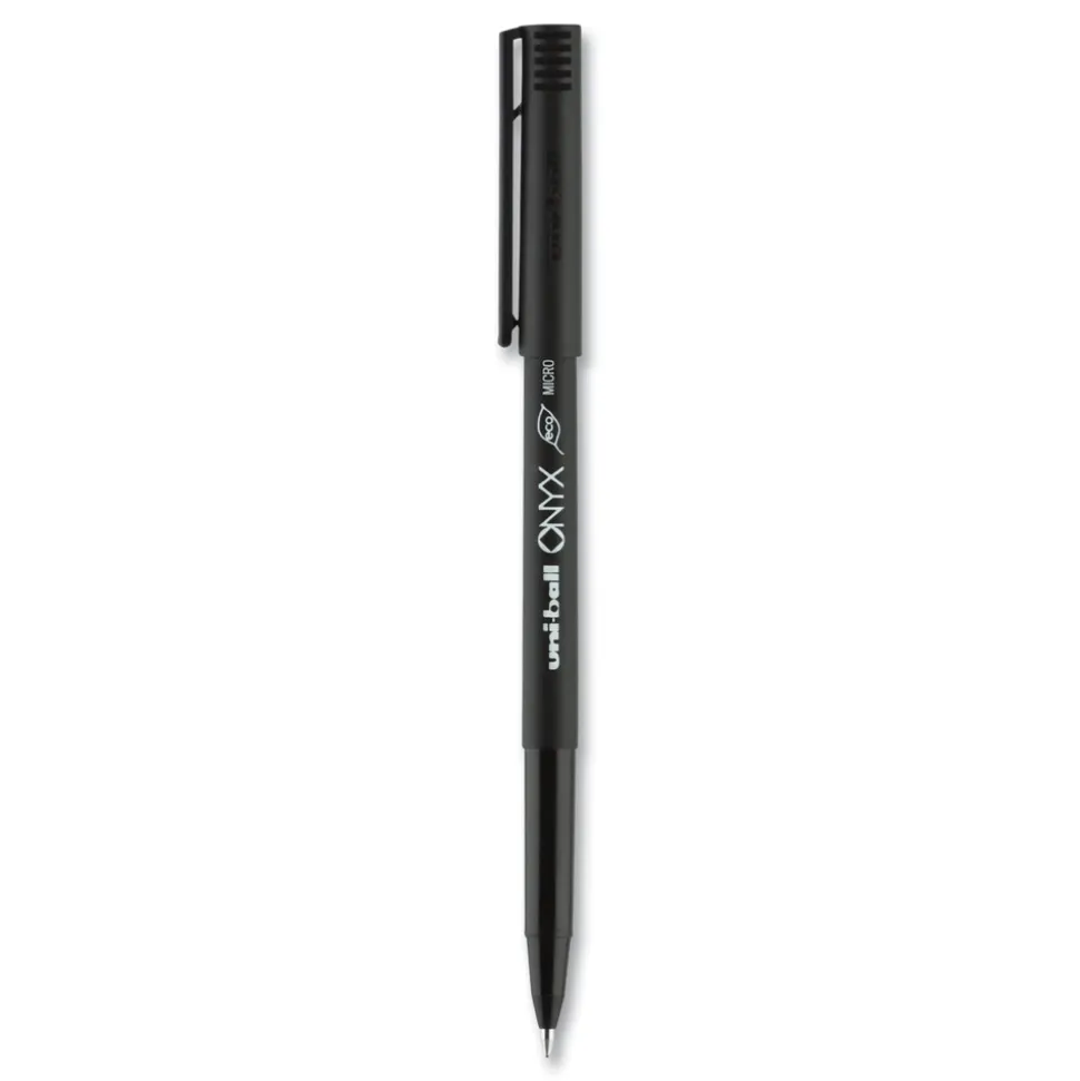 uni-ball ONYX Extra-Fine 0.5 mm Roller Ball Pen - Black Ink/Black Barrel (1-Dozen)