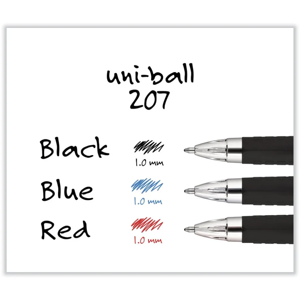 uni-ball Signo 207 Bold 1 millimeter Retractable Gel Pen - Black Ink/Smoke/Black Barrel (1-Dozen)