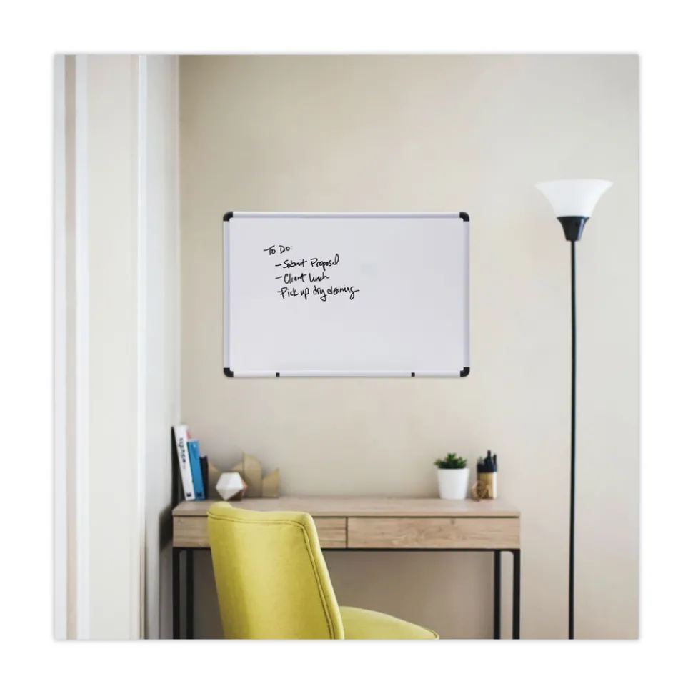 Universal 36 in. x 24 in. Modern Melamine Dry Erase Board - White Surface, Aluminum Frame