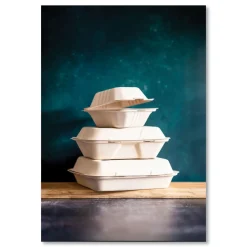 Vegware 9 in. x 9 in. x 3 in. Molded Fiber Compostable Sugarcane Clamshell Containers - White (200/Carton)