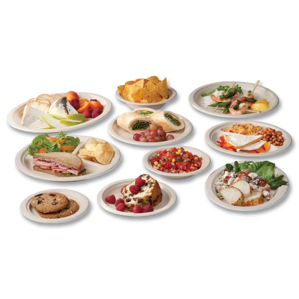 Vegware 12 oz. Molded Fiber Compostable Sugarcane Tableware Bowl - White (1000/Carton)