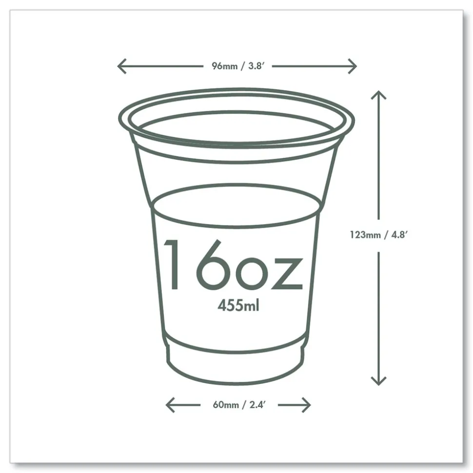 Vegware 16 oz. 96-Series Compostable Cold Cup - Clear/Green (1000/Carton)