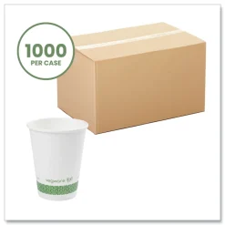 Vegware 12 oz. 89-Series Paper Hot Cup - White/Green (1000/Carton)