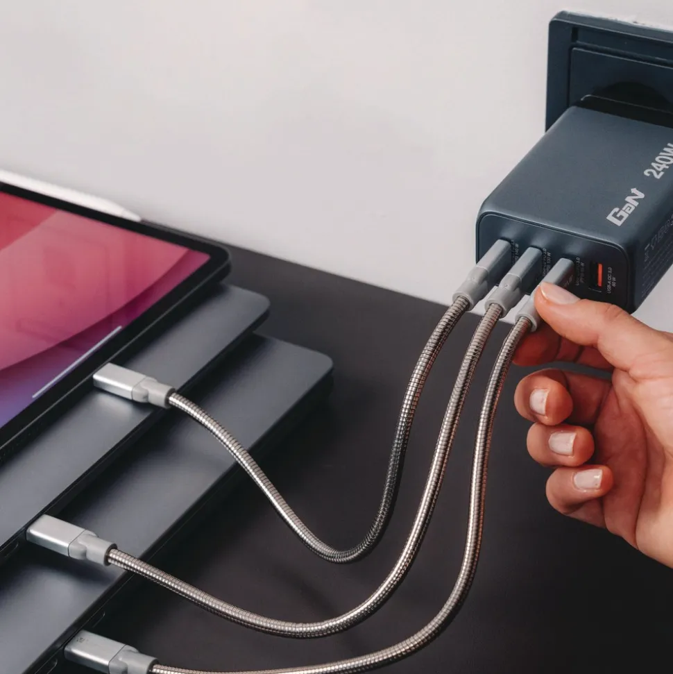 Verbatim 240 Watts 4-Port GaN Wall Charger - Black/Gray