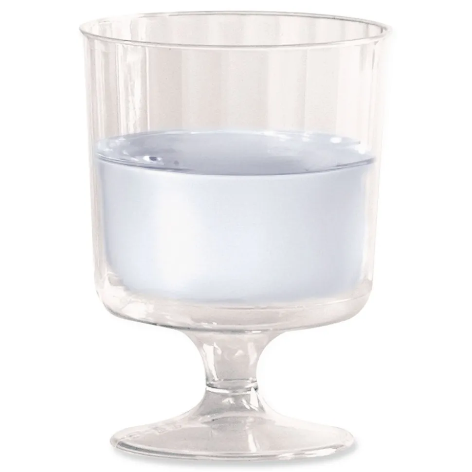 WNA 5 oz. Fluted Classic Crystal Plastic Wine Glasses on Pedestals - Clear (10/Pack, 24 Packs/Carton)