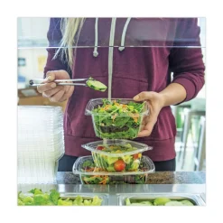World Centric 4.8 in. x 5.9 in. x 0.3 in. PLA Rectangular Plastic Deli Container Lids - Clear (900/Carton)