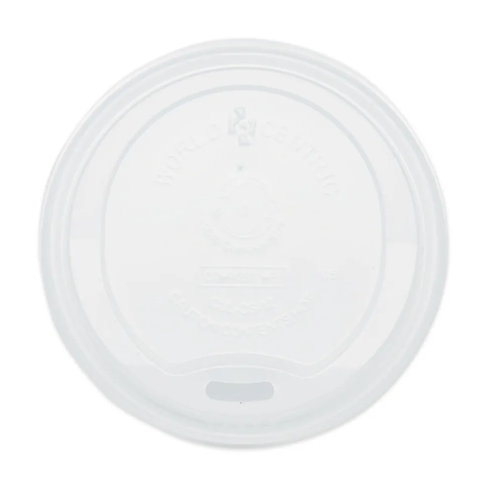 World Centric 10 oz. - 20 oz. PLA Lids for Hot Cups - White (1000/Carton)