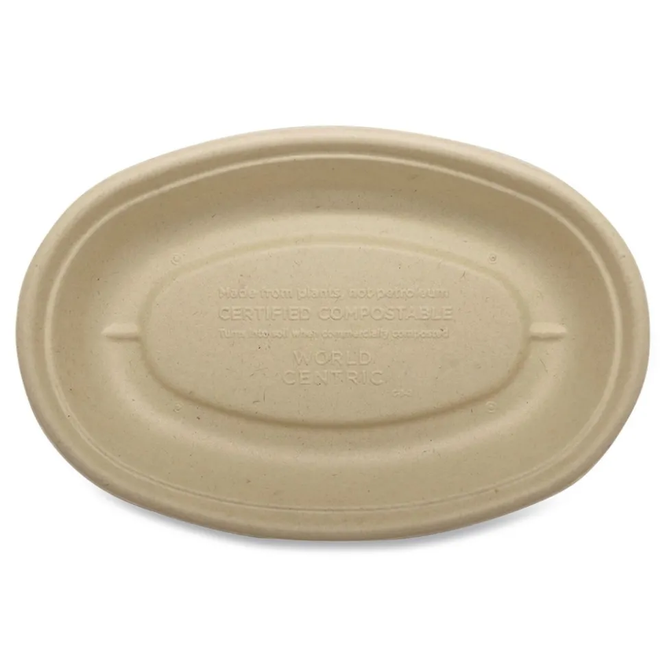 World Centric 32 oz 9.7 x 5.3 x 1.6 Fiber Paper Burrito Bowls - Natural (300/Carton)