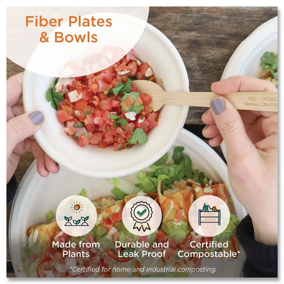 World Centric 32 oz 9.7 x 5.3 x 1.6 Fiber Paper Burrito Bowls - Natural (300/Carton)