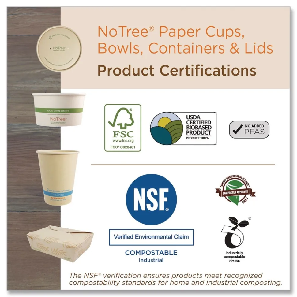 World Centric CT-NT-16 16 oz 4.7 in. x 6.8 in. x 1.6 in. Sugarcane No Tree Rectangular Containers - Natural (300/Carton)