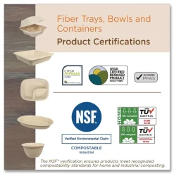 World Centric 7.4 in. x 7.4 in. x 2.3 in. 24 oz. Paper Fiber Bowls - Natural (500/Carton)