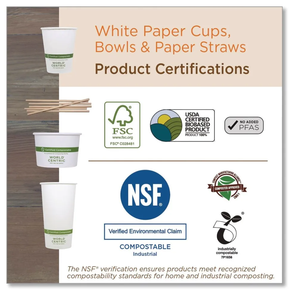 World Centric 16 oz. Double Wall Paper Hot Cups - White (600/Carton)