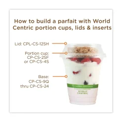 World Centric Plastic Dome Lid PLA Clear Cold Cup Lids Fits 9 oz to 24 oz Parfait Cups - Clear (1000/Carton)