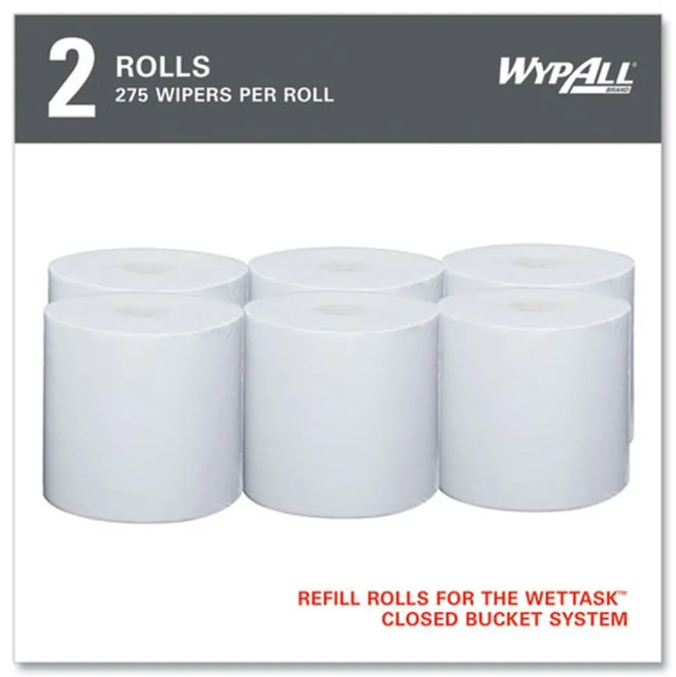 WypAll 9 in. x 15 in. Power Clean Wipers for WetTask Customizable Wet Wiping System - White (275/Roll, 2 Rolls/Carton)
