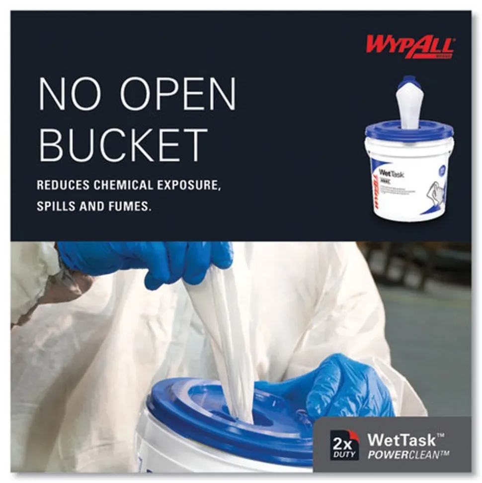 WypAll 9 in. x 15 in. Power Clean Wipers for WetTask Customizable Wet Wiping System - White (275/Roll, 2 Rolls/Carton)