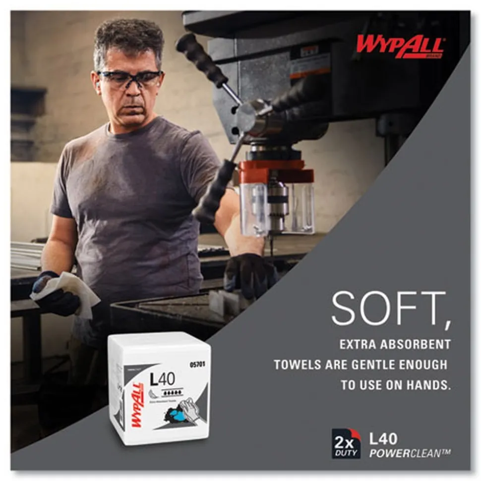 WypAll L40 1/4 Fold 12.5 in. x 12 in. Towels - White (56/Box, 18 Packs/Carton)