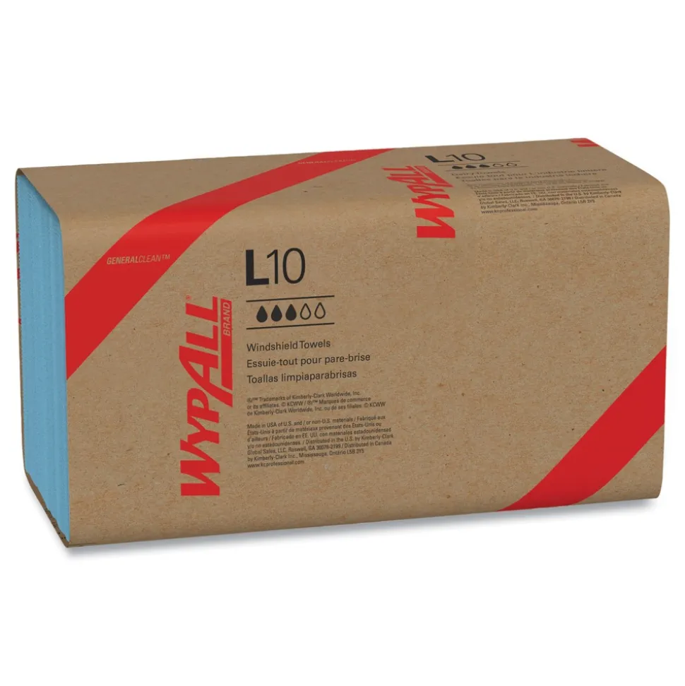 WypAll L10 9.1 in. x 10.25 in. Windshield Towels - Light Blue (224/Pack, 10 Packs/Carton)