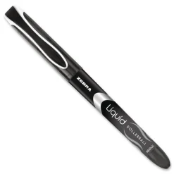 Zebra Liquid Ink Extra-Fine 0.5 millimeter Stick Rollerball Pen - Black Ink/Black/Silver Barrel (1-Dozen)