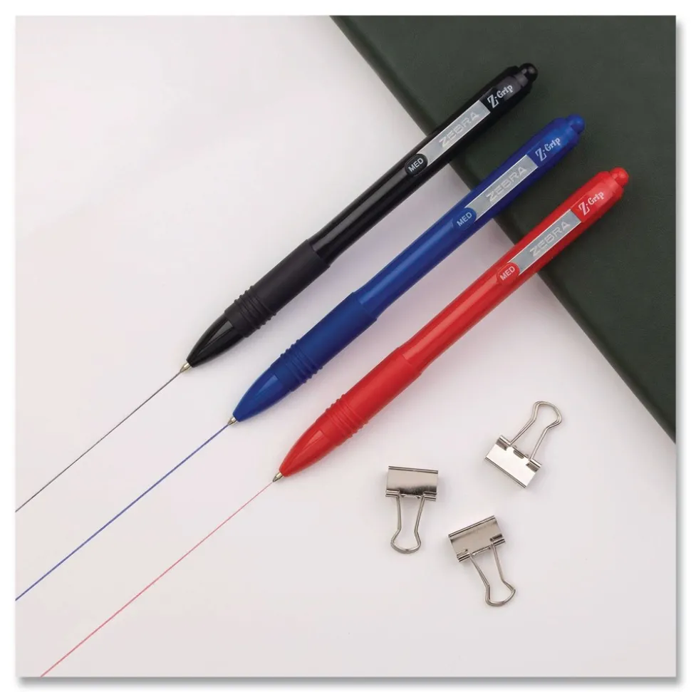Zebra 20630 Z-Grip Medium 1 mm Recycled Retractable Ballpoint Pen - Red Ink/Red Barrel (1-Dozen)